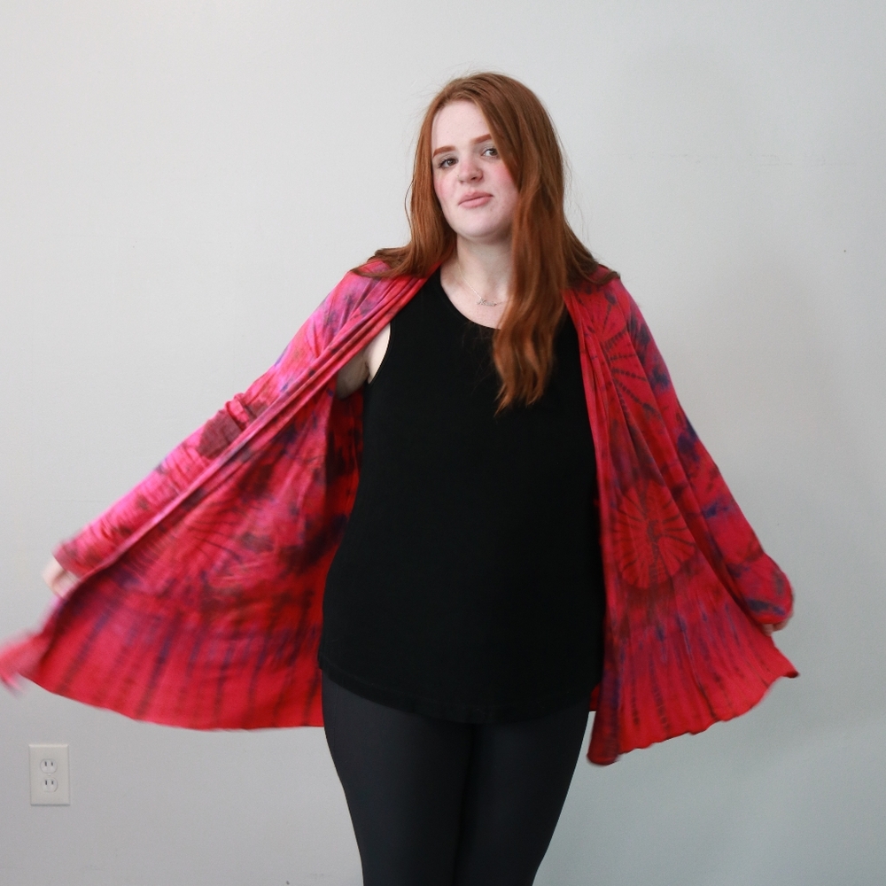 Hot Pink Tye-Dye Cardigan